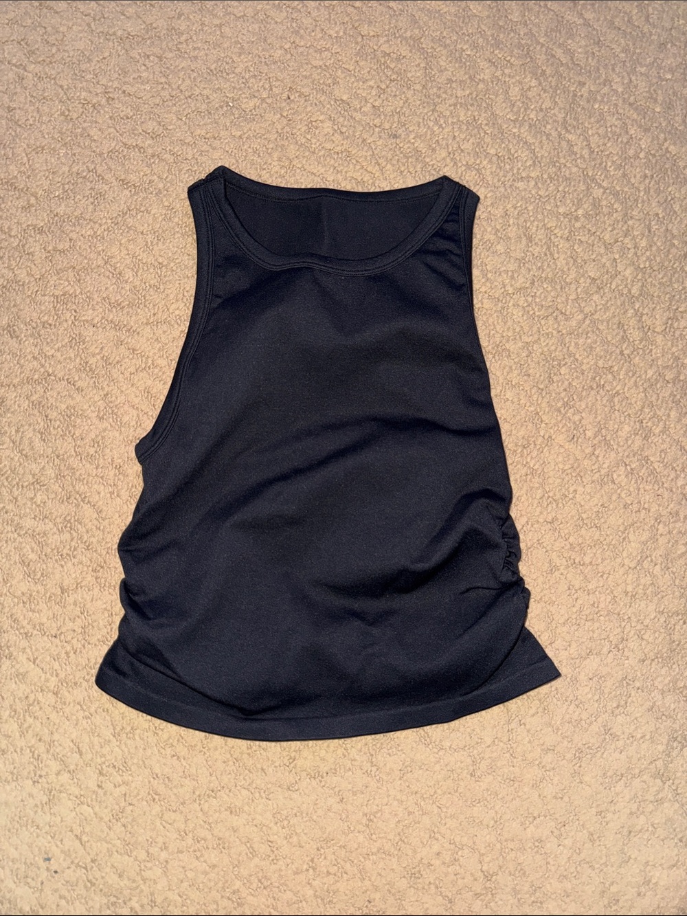 Women’s Black Ruched Crew NeckTank Top